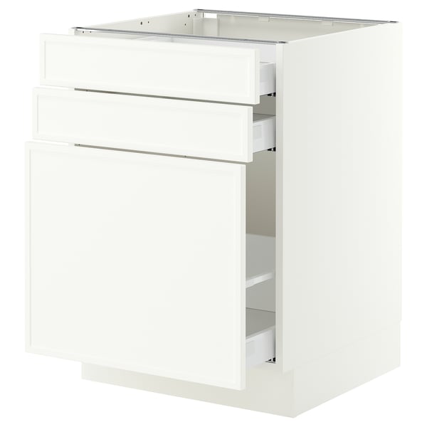 SEKTION / MAXIMERA Base cabinet/p-out storage/2 drwrs, white/Aspudden matt white, 24x24x30 "