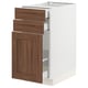 SEKTION / MAXIMERA Base cabinet/p-out storage/2 drwrs, white Enköping/brown walnut effect, 15x24x30 "
