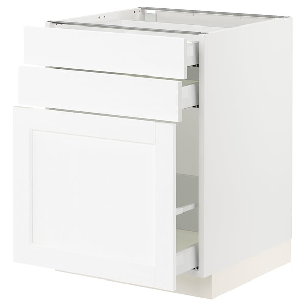 SEKTION / MAXIMERA Base cabinet/p-out storage/2 drwrs, white Enköping/white wood effect, 24x24x30 "