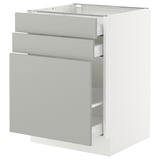 SEKTION / MAXIMERA Base cabinet/p-out storage/2 drwrs, white/Havstorp light gray, 24x24x30 "