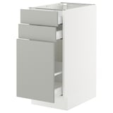SEKTION / MAXIMERA Base cabinet/p-out storage/2 drwrs, white/Havstorp light gray, 15x24x30 "