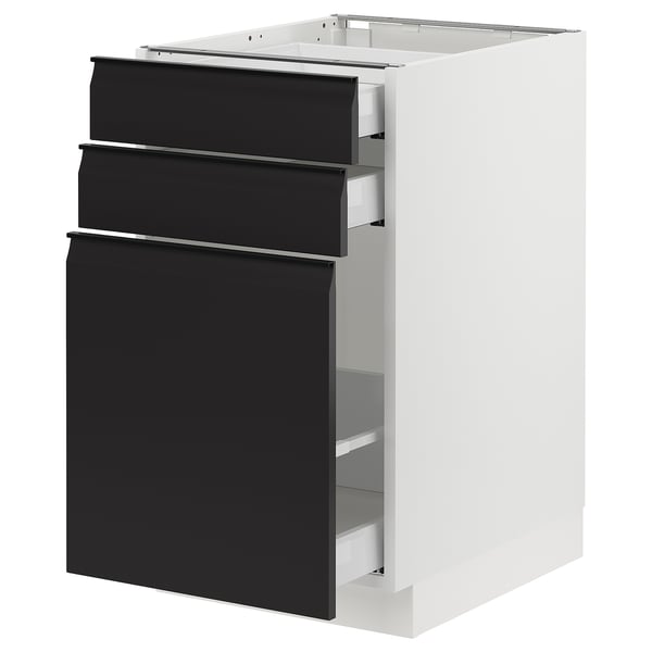 SEKTION / MAXIMERA Base cabinet/p-out storage/2 drwrs, white/Upplöv matt anthracite, 18x24x30 "