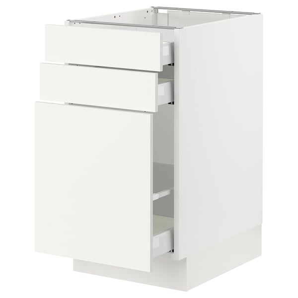 SEKTION / MAXIMERA Base cabinet/p-out storage/2 drwrs, white/Vallstena white, 18x24x30 "