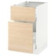 A white SEKTION cabinet with light ash wood-patterned drawers, featuring two open drawers and a sturdy frame.