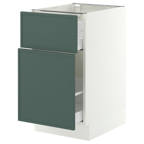 SEKTION / MAXIMERA Base cabinet/p-out storage/drawer, white/Aspudden dark gray-green, 18x24x30 "