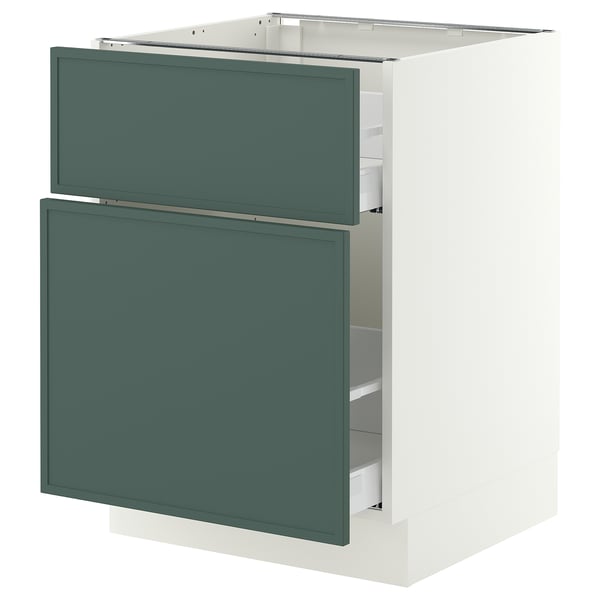 SEKTION / MAXIMERA Base cabinet/p-out storage/drawer, white/Aspudden dark gray-green, 24x24x30 "