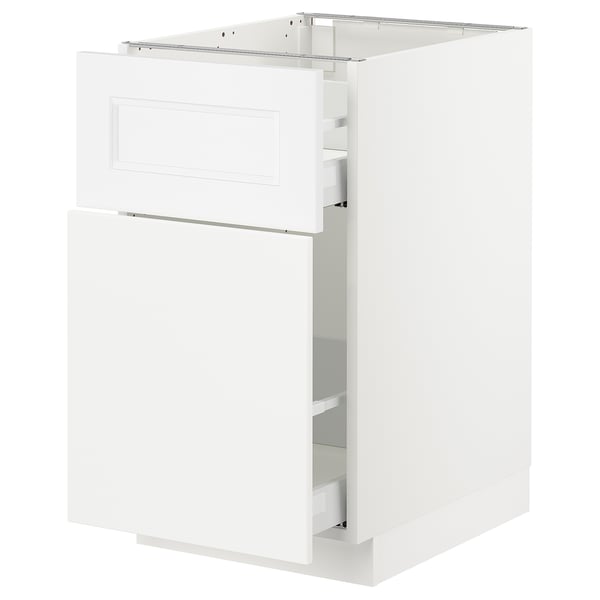 SEKTION white kitchen cabinet with drawers, sleek design.