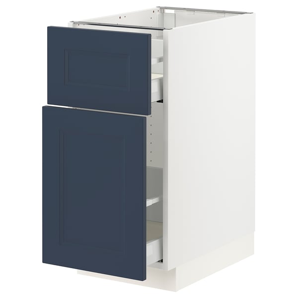 SEKTION / MAXIMERA Base cabinet/p-out storage/drawer, white Axstad/matte blue, 15x24x30 "