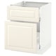 An off-white kitchen cabinet from the SEKTION series with two drawers, made of particleboard and featuring a traditional design with bevelled edges.