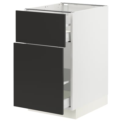 SEKTION / MAXIMERA Base cabinet/p-out storage/drawer, white/Nickebo matt anthracite, 18x24x30 "
