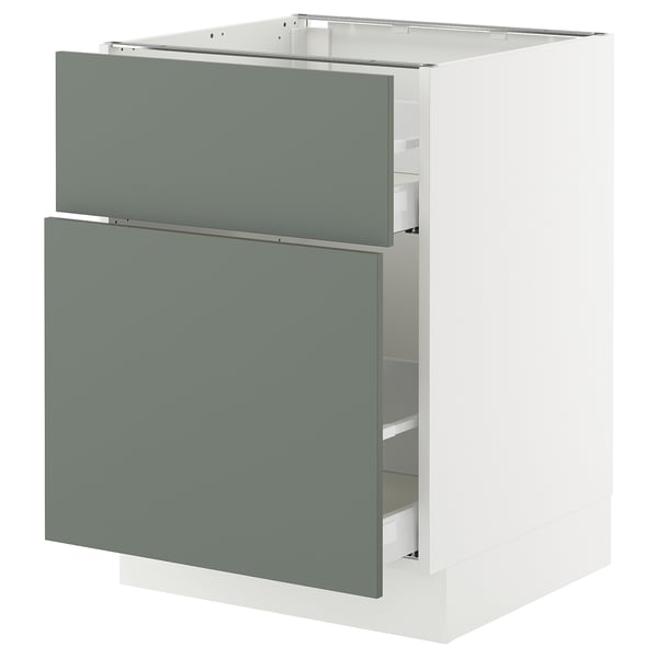 SEKTION / MAXIMERA Base cabinet/p-out storage/drawer, white/Nickebo matt grey-green, 24x24x30 "