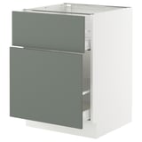 SEKTION / MAXIMERA Base cabinet/p-out storage/drawer, white/Nickebo matt grey-green, 24x24x30 "