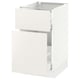 A white SEKTION kitchen cabinet with a smooth finish and open drawers.
