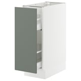 SEKTION / MAXIMERA Base cabinet/pull-out int fittings, white/Nickebo matt grey-green, 12x24x30 "