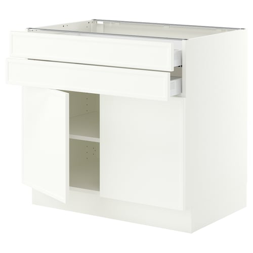 SEKTION / MAXIMERA Base cabinet w 2 doors/2 drawers, white/Aspudden matt white, 36x24x30 "