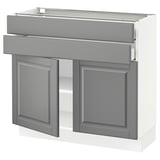 SEKTION / MAXIMERA Base cabinet w 2 doors/2 drawers, white/Bodbyn gray, 36x15x30 "