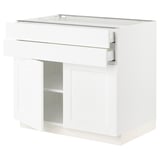 SEKTION / MAXIMERA Base cabinet w 2 doors/2 drawers, white Enköping/white wood effect, 36x24x30 "