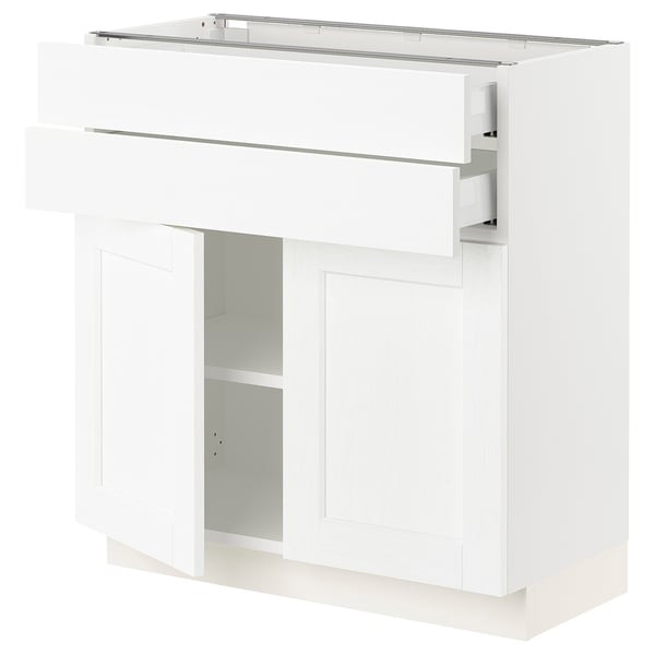 SEKTION / MAXIMERA Base cabinet w 2 doors/2 drawers, white Enköping/white wood effect, 30x15x30 "