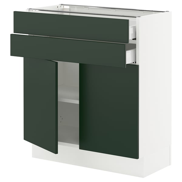 SEKTION / MAXIMERA Base cabinet w 2 doors/2 drawers, white/Havstorp deep green, 30x15x30 "