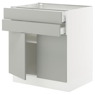 SEKTION / MAXIMERA Base cabinet w 2 doors/2 drawers, white/Havstorp light gray, 30x24x30 "