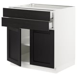 SEKTION / MAXIMERA Base cabinet w 2 doors/2 drawers, white/Lerhyttan black stained, 30x24x30 "