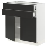 SEKTION / MAXIMERA Base cabinet w 2 doors/2 drawers, white/Nickebo matt anthracite, 30x15x30 "
