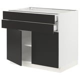 SEKTION / MAXIMERA Base cabinet w 2 doors/2 drawers, white/Nickebo matt anthracite, 36x24x30 "