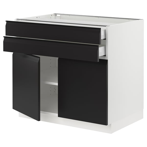 SEKTION / MAXIMERA Base cabinet w 2 doors/2 drawers, white/Upplöv matt anthracite, 36x24x30 "