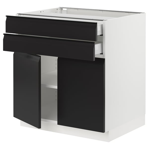 SEKTION / MAXIMERA Base cabinet w 2 doors/2 drawers, white/Upplöv matt anthracite, 30x24x30 "