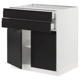 SEKTION / MAXIMERA Base cabinet w 2 doors/2 drawers, white/Upplöv matt anthracite, 30x24x30 "