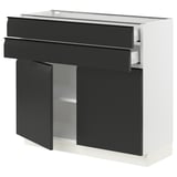 SEKTION / MAXIMERA Base cabinet w 2 doors/2 drawers, white/Upplöv matt anthracite, 36x15x30 "