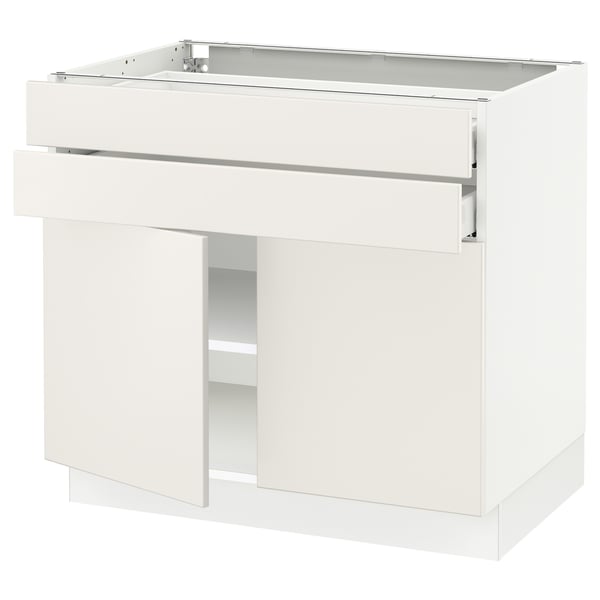 SEKTION / MAXIMERA Base cabinet w 2 doors/2 drawers, white/Veddinge white, 36x24x30 "