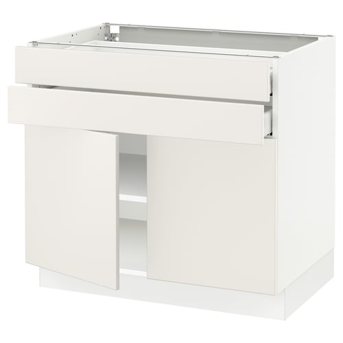 SEKTION white kitchen unit with drawers and adjustable shelves.