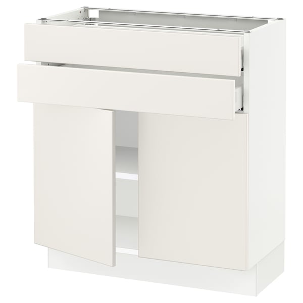 SEKTION / MAXIMERA Base cabinet w 2 doors/2 drawers, white/Veddinge white, 30x15x30 "