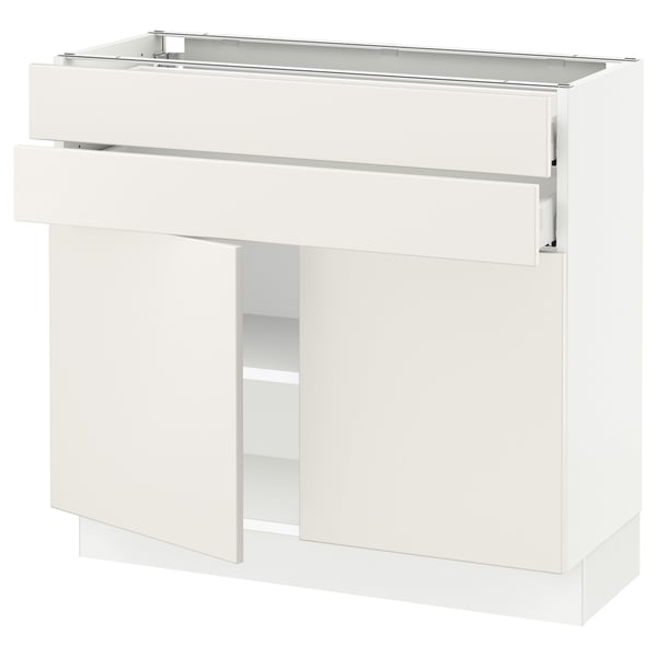 SEKTION / MAXIMERA Base cabinet w 2 doors/2 drawers, white/Veddinge white, 36x15x30 "