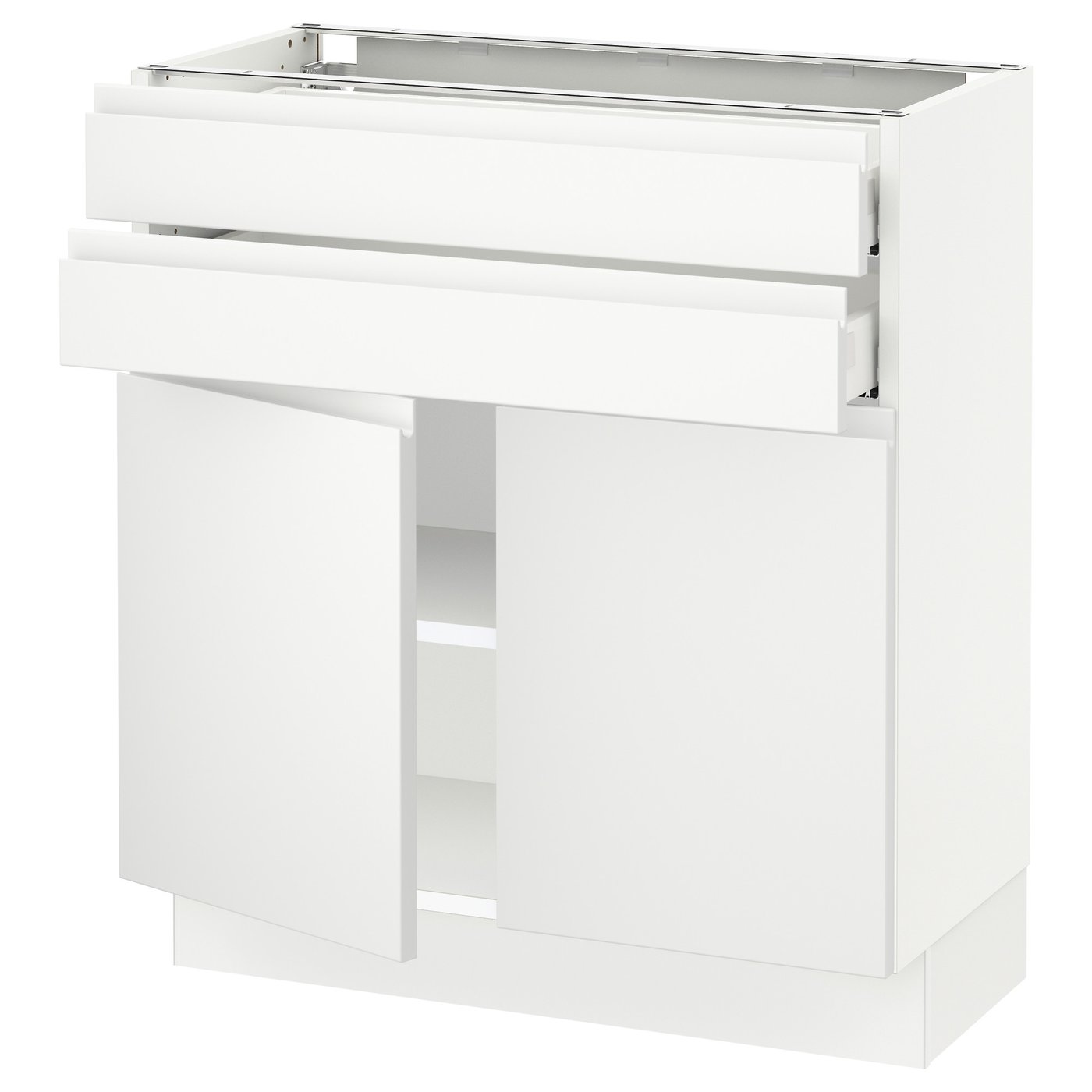 SEKTION / MAXIMERA, Base cabinet w 2 doors/2 drawers, white/Voxtorp matt white