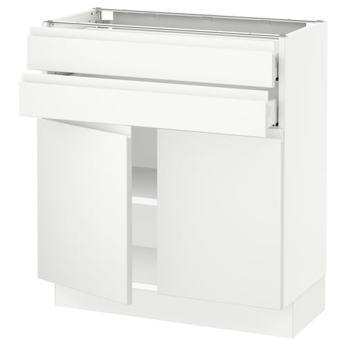 Modern white kitchen cabinet with sleek design and adjustable shelves.