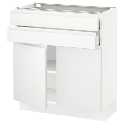 SEKTION / MAXIMERA Base cabinet w 2 doors/2 drawers, white/Voxtorp matt white, 30x15x30 "