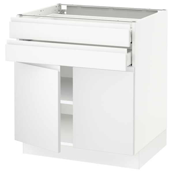 SEKTION / MAXIMERA Base cabinet w 2 doors/2 drawers, white/Voxtorp matt white, 30x24x30 "