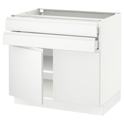 SEKTION / MAXIMERA Base cabinet w 2 doors/2 drawers, white/Voxtorp matt white, 36x24x30 "