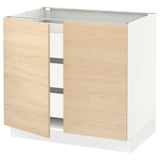 SEKTION / MAXIMERA Base cabinet w 2 doors/3 drawers, white/Askersund light ash effect, 36x24x30 "