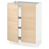 SEKTION / MAXIMERA Base cabinet w 2 doors/3 drawers, white/Askersund light ash effect, 24x15x30 "