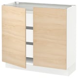 SEKTION / MAXIMERA Base cabinet w 2 doors/3 drawers, white/Askersund light ash effect, 36x15x30 "