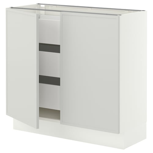 SEKTION / MAXIMERA Base cabinet w 2 doors/3 drawers, white/Aspudden light gray, 36x15x30 "