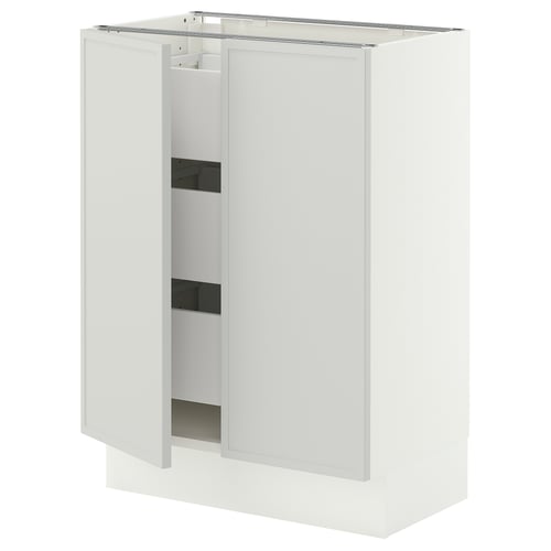 SEKTION / MAXIMERA Base cabinet w 2 doors/3 drawers, white/Aspudden light gray, 24x15x30 "