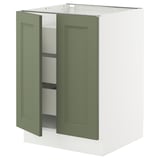 SEKTION / MAXIMERA Base cabinet w 2 doors/3 drawers, white/Axstad gray-green, 24x24x30 "