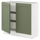 SEKTION / MAXIMERA Base cabinet w 2 doors/3 drawers, white/Axstad gray-green, 36x15x30 "