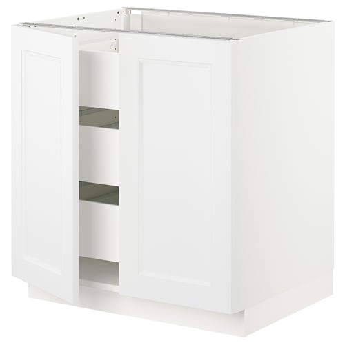 SEKTION white kitchen cabinet, square shape, modern design, four shelves.