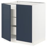 SEKTION / MAXIMERA Base cabinet w 2 doors/3 drawers, white Axstad/matte blue, 30x24x30 "