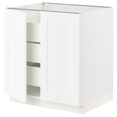 SEKTION / MAXIMERA Base cabinet w 2 doors/3 drawers, white Enköping/white wood effect, 30x24x30 "